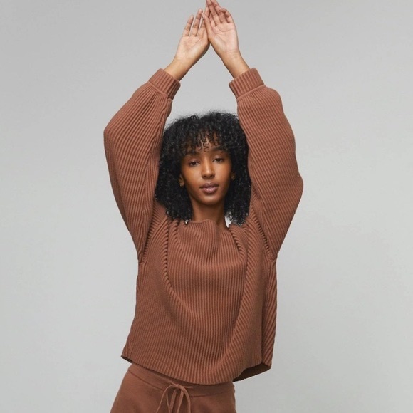 Lunya chestnut reversible oversized ribbed sweater sz medium m preloved - Picture 10 of 11